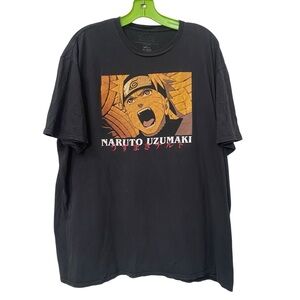Naruto Uzumaki Black Graphic T-Shirt Mens Tee 2XL 50 52